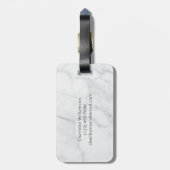 Elegant White en Grey Marble Monogram Name Bagagelabel (Achterkant verticaal)