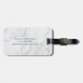 Elegant White en Grey Marble Script Aangepast Bagagelabel (Achterkant horizontaal)