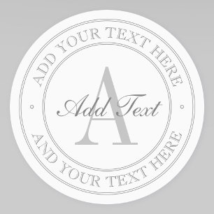 Elegant White en Grey Monogram Waterdicht Labels