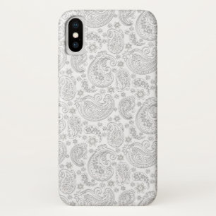 Elegant White en Light Grey  Paisley Pattern iPhone X Hoesje
