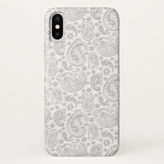 Elegant White en Light Grey  Paisley Pattern Case-Mate iPhone Case (Achterkant)