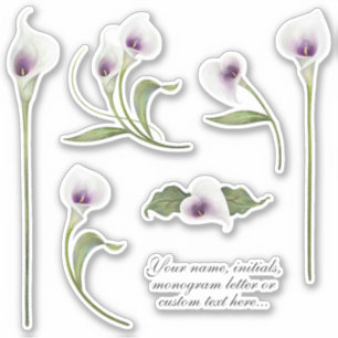 Elegant White en Paars Calla Lily Stickers