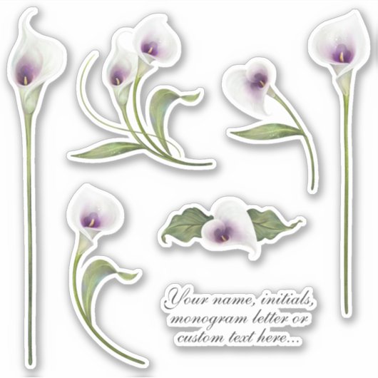 Elegant White en Paars Calla Lily Stickers (Voorkant)