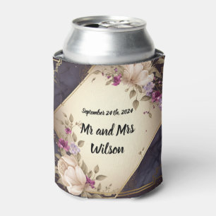 Elegant White en Purple Flowers op Marble Blikjeskoeler