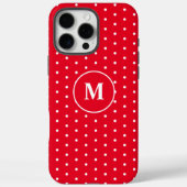 Elegant White en Red Polka Dot Uw Initiaal 12 Pro Case-Mate iPhone Case (Achterkant)