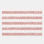 Elegant White en Roos Gold Glitter-kerstreces Inpakpapier Vel (Voorkant)