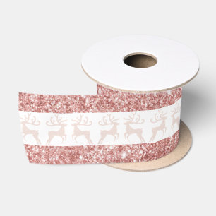 Elegant White en Roos Gold Glitter-kerstreces Lint