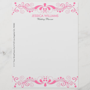 Elegant White en roze Floral Lace Gepersonaliseerd Briefhoofd