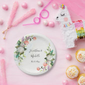 Elegant White en Roze Oil Paint Rozen Weddenschap Papieren Bordje (Feest)