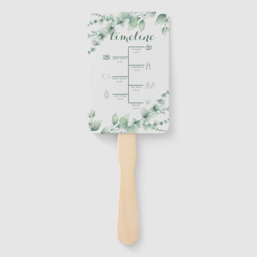 Elegant White en Sage Handwaaier (Achterkant)