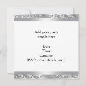 Elegant White en Silver Party Invitation Sjabloon Kaart (Achterkant)