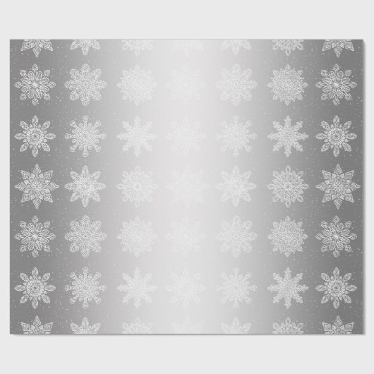Elegant White en Silver Snowflake-kerstpatroon Cadeaupapier (Vlak)