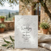 Elegant White Faux 3D Embossed Swans Floral  Kaart