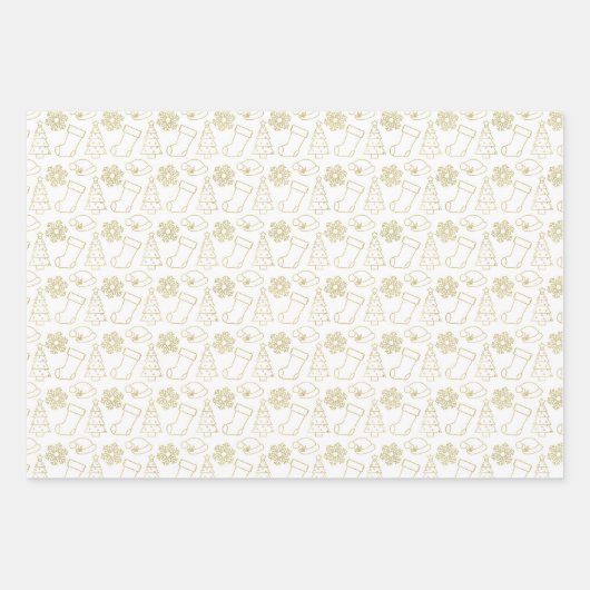 Elegant White Faux Fold Folie Kerstmis Inpakpapier Vel (Voorkant 2)