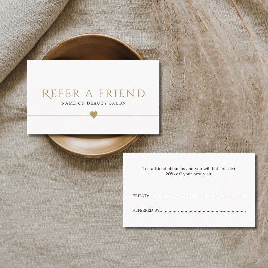 Elegant White Faux Gold Beauty Salon Referral Kaar