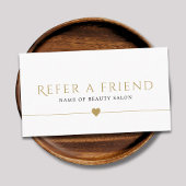 Elegant White Faux Gold Beauty Salon Referral Kaar