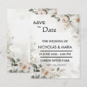 Elegant White Flora Watercolor Wedding Invitation (Devant / Derrière)