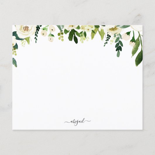 Elegant White Floral — Aangepaste naam — Papier (Voorkant)