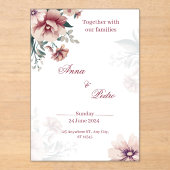 Elegant White Floral Acrylic Wedding Invitation (Recto)