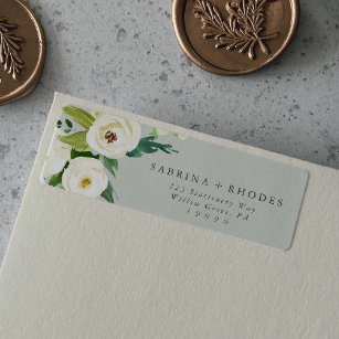 Elegant White Floral   Adres Sage Mint Return Etiket