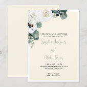 Elegant White Floral and Greenery Yellow Wedding Kaart (Voorkant / Achterkant)