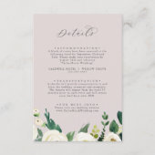 Elegant White Floral | Blush Mauve Weddenschap Det Informatiekaartje (Voorkant)