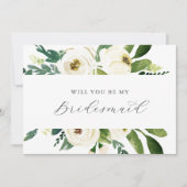 Elegant White Floral Bridesmaid Proposal Card Kaart (Voorkant)