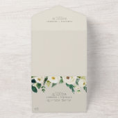 Elegant White Floral | Champagne Monogram Weddensc All In One Uitnodiging (Buitenkant)