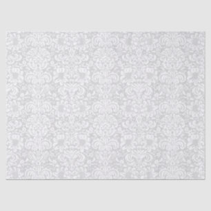 Elegant White Floral Damascus over grijze achtergr Tissuepapier