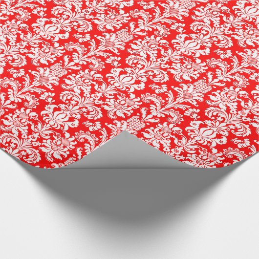 Elegant White Floral Damasrode achtergrond Cadeaupapier (Hoek)