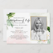 Elegant White Floral Foto's vieren het leven Kaart (Voorkant)