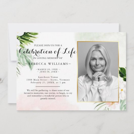Elegant White Floral Foto's vieren het leven Kaart (Voorkant)