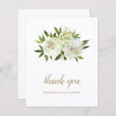 Elegant White Floral Funeral Budget Hartelijk dank (Voorkant / Achterkant)