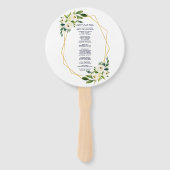 Elegant White Floral Gold Lijst Wedding Programme Handwaaier (Achterkant)