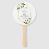Elegant White Floral Gold Lijst Wedding Programme Handwaaier (Voorkant)
