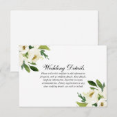 Elegant White Floral Green Leaf Wedding Details RSVP Kaartje (Voorkant / Achterkant)