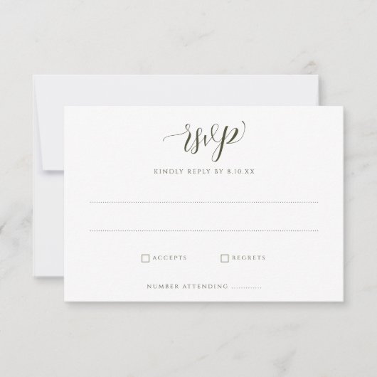 Elegant White Floral Greenery Foliage Wedding RSVP (Voorkant)