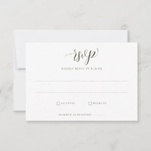 Elegant White Floral Greenery Foliage Wedding RSVP Kaartje