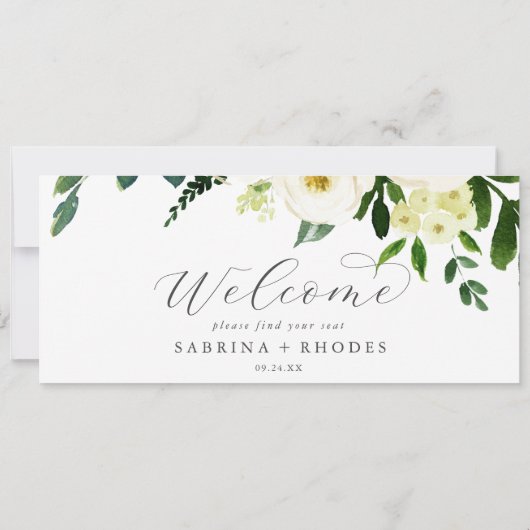 Elegant White Floral Hanging Seating Chart Header (Achterkant)