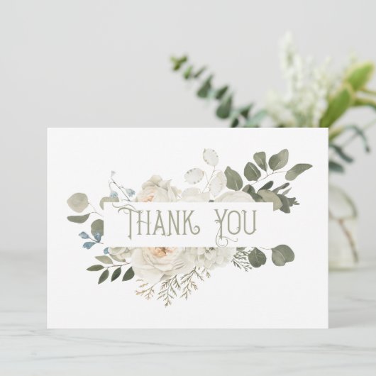 Elegant White Floral Hartelijk dank Bedankkaart (Staand voorkant)