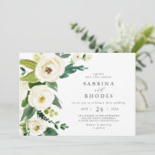 Elegant White Floral Horizontal Wedding Kaart (Staand voorkant)