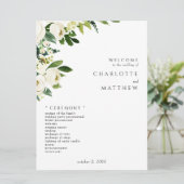 Elegant White Floral III huwelijksprogramma Programma (Staand voorkant)