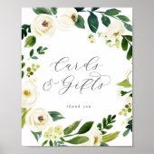 Elegant White Floral Kaarten en Gifts Poster (Voorkant)