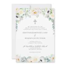 Elegant White Floral katholiek huwelijk met RSVP