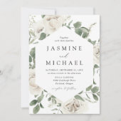 Elegant White Floral Lijst Wedding Kaart (Voorkant)