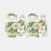 Elegant White Floral Magnolia Name Script Weddensc Bedankdoosjes (Uitgevouwen)