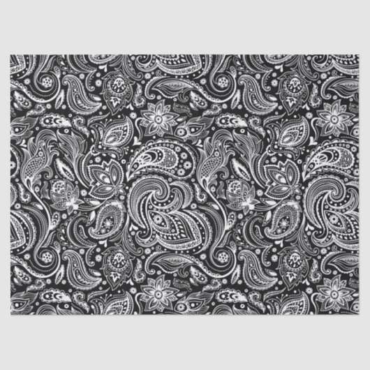Elegant White Floral paisley on Background Tissuepapier (Voorkant)