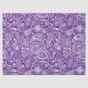 Elegant White Floral paisley op Paarse achtergrond Tissuepapier