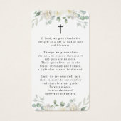 Elegant White Floral Photo Cross Prayer Card (Dos)