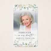Elegant White Floral Photo Cross Prayer Card (Devant)